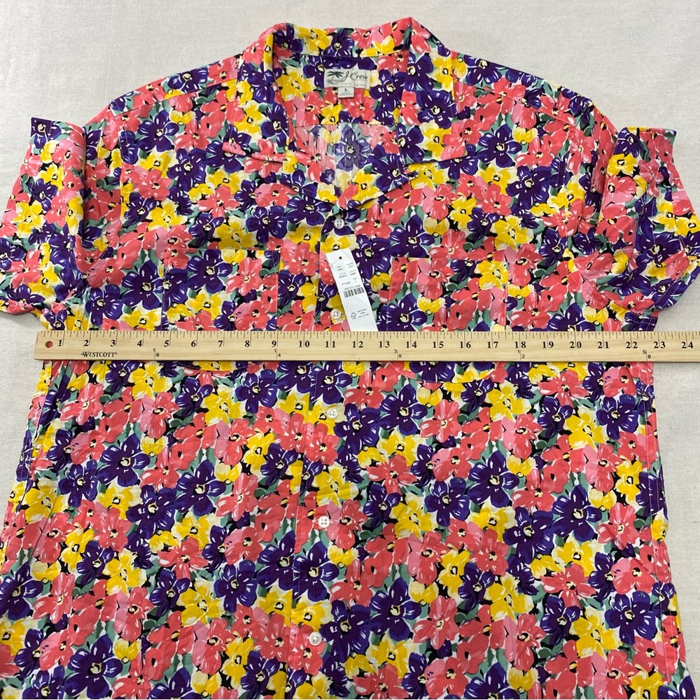 J Crew NWT Shirt Mens L Beach Hawaiian Floral AOP Short Sleeve Camp Collar Loop - Picture 9 of 11